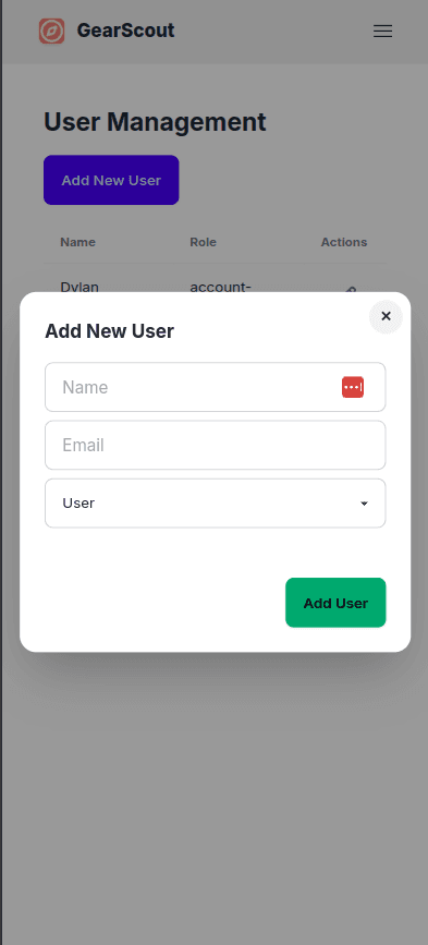 Add Iser Screen