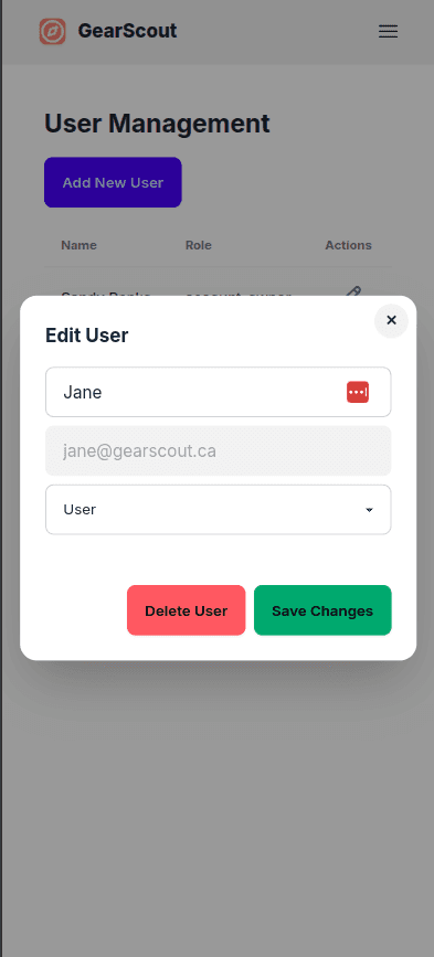 Edit User Screen