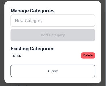 Manage Categories Screen