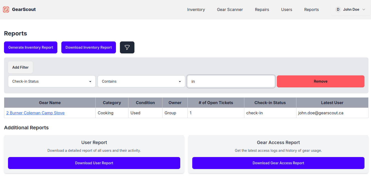 Report Screen