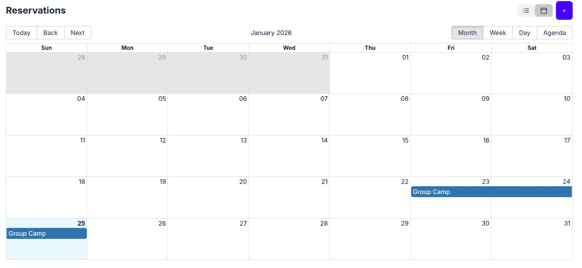 Reservation Calendar Screen