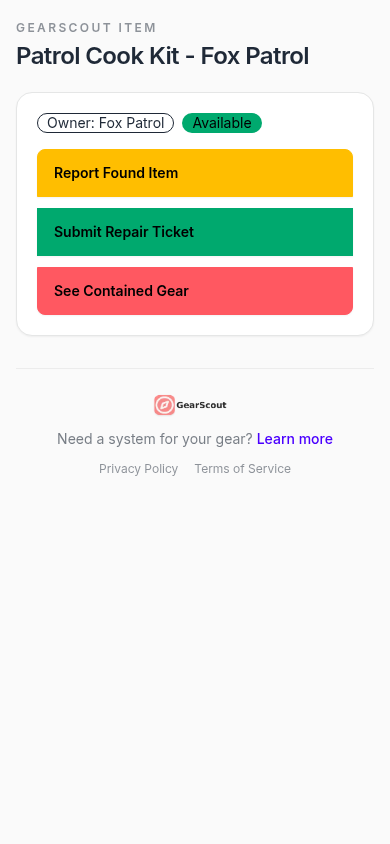 Current mobile public item page