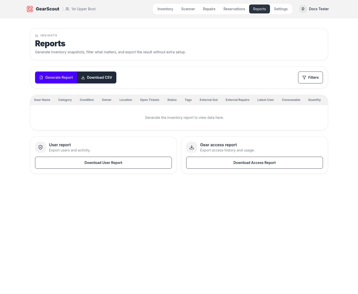 Current reports page